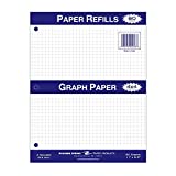 ROARING SPRING 4x4 Graph Ruled Loose Leaf Filler Paper, 3 Hole Punched, 11" x 8.5" 80 Sheets, White Paper,20096