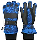 N'Ice Caps Kids Cold Weather Waterproof Camo Print Thinsulate Ski Gloves (Blue Digital Camo, 5-6 Years)