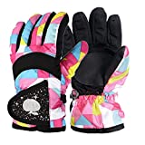 EDIACE Kids Snow Gloves for Boys Girls Winter Waterproof Insulated Kids Ski Gloves Thickening Warm Windproof Outdoor Sports Gloves for 4-7 Years Old Boys Girls