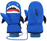 7-Mi Snow Gloves for Kids TPU Waterproof Thermal Fleece Warm Windproof Soft Cotton Anti-Lost Winter Ski Snow Mitten for Children Boys Girls 4-6 Years Old Skiing & Snowboarding Outdoor Playing Sea blue