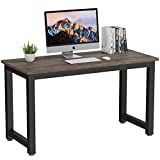 Computer Desk Home Office Table: Simple Modern Long Desk for Work Study Writing Rustic Industrial Tall PC Table for Small Space Bedroom with Wide Large Desktop Metal Wood 47inch Rustic Grey