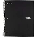 Five Star Spiral Notebook, 1 Subject, Graph Ruled Paper, 100 Sheets, 11" x 8-1/2", Black (73679)