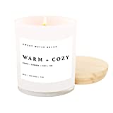 Sweet Water Decor Warm and Cozy Soy Candle | Pine, Orange, Cinnamon, and Fir Winter Scented Candle for Home | 11oz White Glass Jar with Wood Lid, 60 Hour Burn Time, Made in the USA