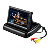 4.3" Car Auto Foldable Monitor LCD Screen Dash Stand w/ 3M Sticker, E-KYLIN 12-24V Input Universal for Truck Auto 2 RCA Video Channels for Backup Camera/Rear View/DVD/Media Player