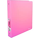 1 Inch Binders 3 Ring Pink, 1” Soft Plastic Flexible Cover Round Ring with a Pocket Binder, Holds 175 Sheets, School Supplies Also Available in Purple, Red, Green, Blue, Grey, 1 PK – by Enday