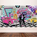 50's Theme Party Decorations Rock and Roll Party Backdrop Banner Classic 50s Backdrop Banner for 1950's Party Decorations, 72.8 x 43.3 Inch