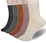 Women Thin Cotton Socks, Warm Soft Cotton Socks Women Above Ankle Crew Socks 5 Pairs (9-11, Multicolored)