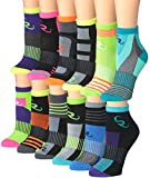 Ronnox Women's 12-Pairs Running & Athletic Sports Performance Ankle/Quarter Socks, RQ14-AB-SM