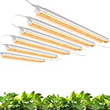 Monios-L T8 LED Grow Light 2FT, 144W(6x24W) High Output Plant Grow Light Strip, Full Spectrum Sunlight Replacement with Reflectors for Indoor Plant, 6-Pack