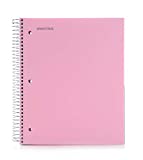 Mintra Office Durable Spiral Notebooks, 5 Subject, (Spring Pink, College Ruled 1pk), 200 Sheets, 5 Poly Pockets, Moisture Resistant Cover, School, Office, Business, Professional
