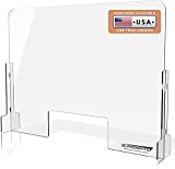 GUARDMATE | Premium Plexiglass Shield Commercial Grade Sneeze Guard | DUAL-LOCK Design 32"W x 24"H Acrylic Divider Protection Portable Plastic Barrier Shield Reception Desk Cashier Checkout Counter