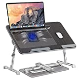 Laptop Desk for Bed, Gimars Folding Adjustable 4 Levels 5 Heights Laptop Bed Tray Table, Fits for 17" Laptop, Portable Laptop Stand for Bed with Cooling Fan for Sofa Couch Floor Reading Writing