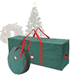 48" Christmas Tree Storage Bag Set with 30" Christmas Wreath Storage Bag– Fits up to 7.5 ft Disassembled Artificial Christmas Tree, Durable Waterproof Material with Carry Handles and Zippered Closure