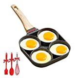 Egg Frying Pan 4 Cup Non-stick Cooker Circular Mold Pancake Pan Breakfast Pan for Pancake, Fried Egg,Burger and Bacon (Four cups frying pan)