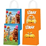 16pcs The Lorax Party Favor Bags, Cartoon Movie Fans Birthday Paper Gift Bags with Handles for The Lorax Themed Party Decorations Goody Treat Candy Bags