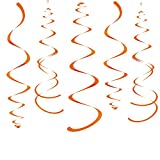 WEVEN Orange Party Hanging Swirl Decorations Plastic Streamer for Ceiling, Pack of 28