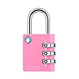 [ZARKER XD35] Padlock- 3 Digit Combination Lock for Gym, Sports, School & Employee Locker, Outdoor,Toolbox, Case, Fence and Storage - Metal & Steel - Easy to Set Your Own Combo - 1 Pack(Pink)