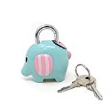 Honbay Cute Blue Elephant Lock Padlock with Keys for Suitcases, Backpacks and Lockers