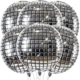 Big Disco Balloons for 70s Disco Party Decorations - Pack of 6 | 22 Inch 360 Degree 4D Round Sphere Metallic Disco Ball Balloons | Mirror Finish Disco Mylar Balloons for Birthday, New Year Balloons