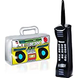 2 Pieces Inflatable Radio Boombox Inflatable Mobile Phone Props for 80s 90s Party Decorations Hip Hop Theme Birthdays Party Supplies