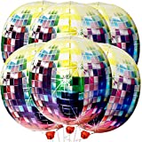 Jumbo Disco Ball Balloons for Disco Party Decorations - Pack of 6 | Large 22 Inches 360 Degree 4D Round Sphere Foil Disco Balloons | Metallic Disco Theme Party Decorations for Birthday, Bachelorette