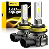 AUXITO H11/H8/H16 LED Fog Light Bulbs or DRL, 6000 Lumens 6500K Cool White Light, 300% Brightness, CSP LED Chips Fog Lamps Replacement for Cars, Play and Plug (Pack of 2)