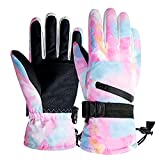 Durio Ski Gloves Women Men Waterproof Snow Gloves for Women Men Winter Snowboard Gloves Touchscreen Snowmobile Gloves Pink Medium