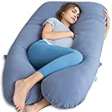 QUEEN ROSE Cooling Pregnancy Pillow, Silky Soft Maternity Pillows for Sleeping, U Shaped Body Pillow for Pregnancy, 55 inch Maternity Pillow for Pregnant Women Support, Blue