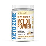 Keto Zone® MCT Oil Powder | French Vanilla | 315 G | 30 Day Supply | Dr. Colbert's Keto Zone Diet Book | Coffee Creamer | 70% C8 30% C10 | 0 Net Carbs