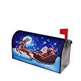 Merry Christmas Santa Clause Reindeer Under The Full Moon Mailbox Covers Magnetic Christmas Post Box Cover Wraps Standard Size 21x18 Inches for Garden Yard Decor