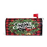 ZOEO Christmas Magnetic Mailbox Covers Cardinal Bird Red Buffalo Plaid Standrad Size 21 x 15 Inch Mail Wraps Garden Yard Decorative