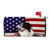 Generic Magnetic Mailbox Covers July 4th Patriotic USA Flag Dog Stickers MailWraps Post Cover Memorial Decor Standard Size 21x18 inch(XMCJQ-Magnetic-01)