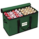 WBHome Christmas Ornament Storage Box with Lid, 3''& 4'' Compartment Storage Container with Adjustable Dividers, Keeps 114 Holiday Ornaments & Decoration Accessories, Green