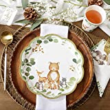 Kate Aspen 32 Pcs Woodland Baby Paper Plates, 9 Inch Heavy Duty Disposable Party Plates, Party Supplies Tableware for Birthday, Wedding, Bridal Shower, Baby Shower, Anniversary Party (Bulk)