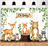 Woodland Baby Shower Backdrop Banner - Baby Shower Decorations For Boy & Girl, Large Fabric Safari Jungle Animal Theme Birthday Party Supply, Woodland Creature Forest Background Decor 72.8 x 43.3 Inch