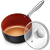 MICHELANGELO 1.5 Quart Saucepan with Lid, Ultra Nonstick Coppper Sauce Pan with Lid, Small Pot with Lid, Ceramic Nonstick Saucepan 1.5quart, Small Sauce Pot, Copper Pot 1.5Qt, Ceramic Sauce Pan 1.5 Qt