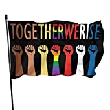 We Rise Together Equality Social Justice Flag Against Racial Discrimination Outdoor Banner Brass Grommets Flag Double Stitched Against Violence 3x5 Foot