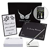 Funeral Guest Book for Memorial Service, Celebration of Life Decorations with 150 Share a Memory Cards, Signature Pen and a Memory Table Sign; Hardcover In Loving Memory Guest Book with Address Lines