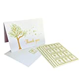 50 Funeral Thank You Cards with Message Inside- 4x6 Sympathy Thank You Cards w/ 50 Matching Envelopes & 50 Stickers - Funeral Note Cards - Matte w/ Gold Foil Funeral Cards, Bereavement Thank You Cards