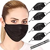 Wild&Bold 4Pcs Breathable Mesh Face Mask for Men Women and Youth with neck strap Resuable Washable Comfortable For Party Indoor and Outdoor Sport Half Face Mask with Adjustable Earloop (Black)