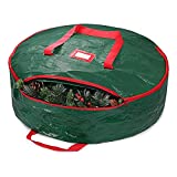 Wreath Storage Container Dual Zippered Water Proof Holiday Xmas Resistant Storage Container with Heavy Duty Handles and Transparent Card Slot Suitable for 20 Inch Wreath
