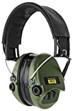 Sordin Supreme Pro X - Adjustable Active Safety Hearing Protection with Gel Seals - Leather Headband and Green Cups