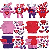 Valentine's Day Valentine Ornament Valentine's Day Crafts Kits Monster Craft for Kids Valentine's Day Entertainment Activities DIY Handicraft Fun Home Activities (24 Sets)