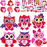 30Pcs Valentine's Day Craft Kits DIY Owl Craft for Kids Valentine's Heart Craft Make Your Own Owl Bulk Set for Home Classroom Game Activities