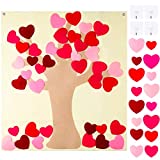 WATINC DIY Felt Valentine Tree Set with 42Pcs Heart Shaped Detachable Ornaments, Happy Valentine's Day Wall Hanging Decorations, Valentine Party Favors Gift Decoration for Kids Toddlers, Fun DIY Toys