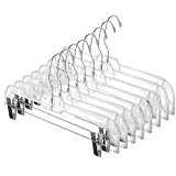 Hanger Central Space Saving 25 Pack, Heavy Duty Slim Clear Pants Hangers, Ridged Non-Slip with Adjustable Pinch Clips, 360-Rotating Chrome Swivel Hook, 14 Inch