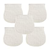 MUKIN Muslin Burp Cloths - Baby Burp Cloth Sets for Unisex. Perfect for Newborn Baby Burping Cloths/Burp Bibs. Newborn Burping Rags for Boys and Girls(White,5 Pack)