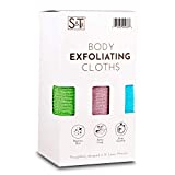 S&T INC Exfoliating Body Scrubber, Back Scrubber for Shower and Exfoliating Cloth, 11.8 Inch x 35.4 Inch, Assorted, 3 Pack