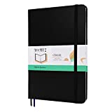 YeeATZ Hardcover Notebook Blank Journal Sketchbook for Drawing, Medium 5.5 by 8.4 Inch, 100 GSM Thick Paper (Black, Plain)