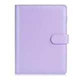 Sooez A5 Notebook Binder, 6 Ring Planner with Stylish Design, Loose Leaf Personal Organizer Binder Cover with Magnetic Buckle Closure, PU Leather Binder for Women with Macaron Colors (Lavender)
